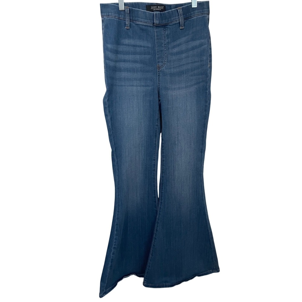 Judy Blue Size 5/27 Pull On Super Flare Jeans Medium Wash High Rise JB88277